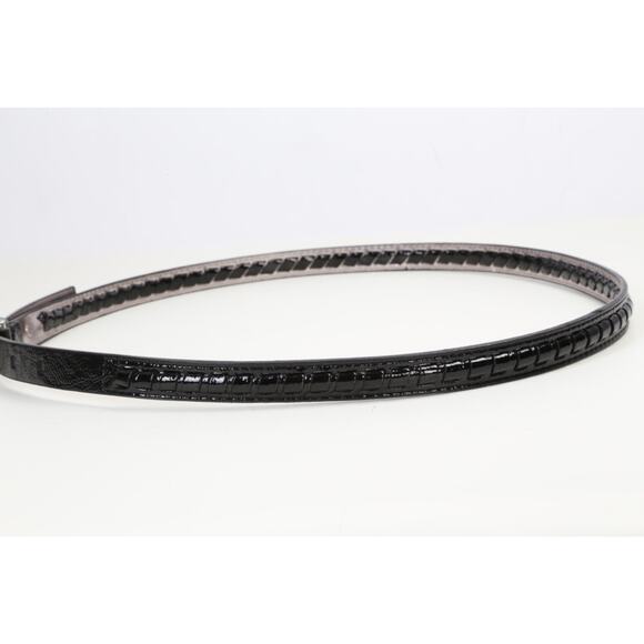 Calvin Klein Black Patent Leather Braided Link Skinny Belt Size L Silver Buckle main image 9